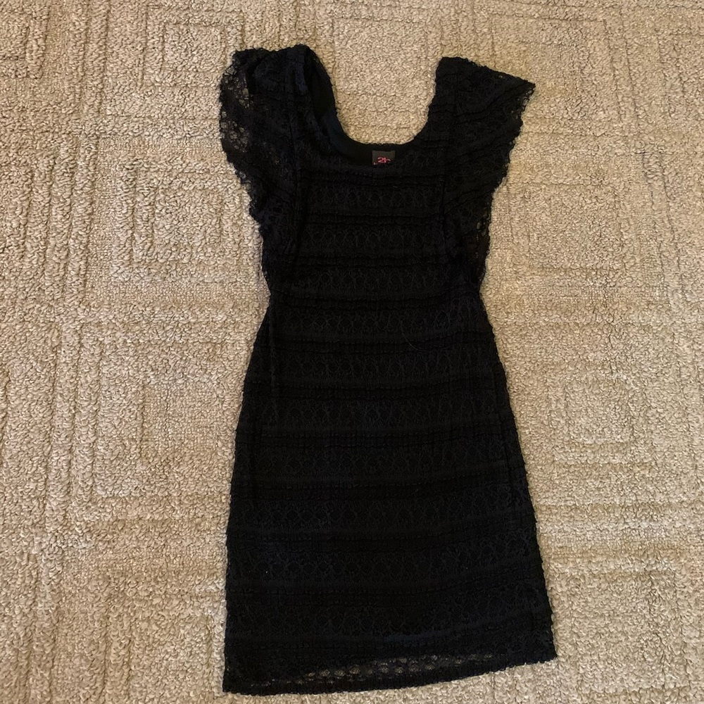 Black mini ruched off the shoulder dress